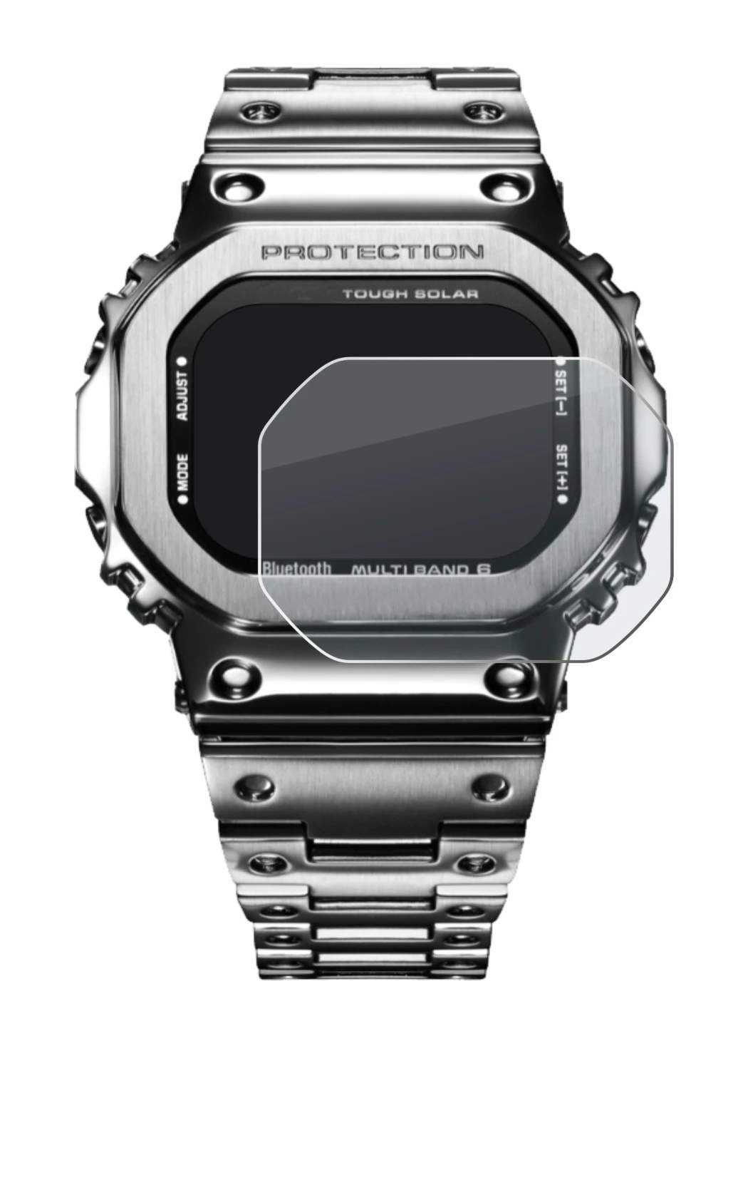 Immagine del dispositivo Casio G-Shock GMW-B5000D-1ER con un'ampia varietà di protezioni per lo schermo.