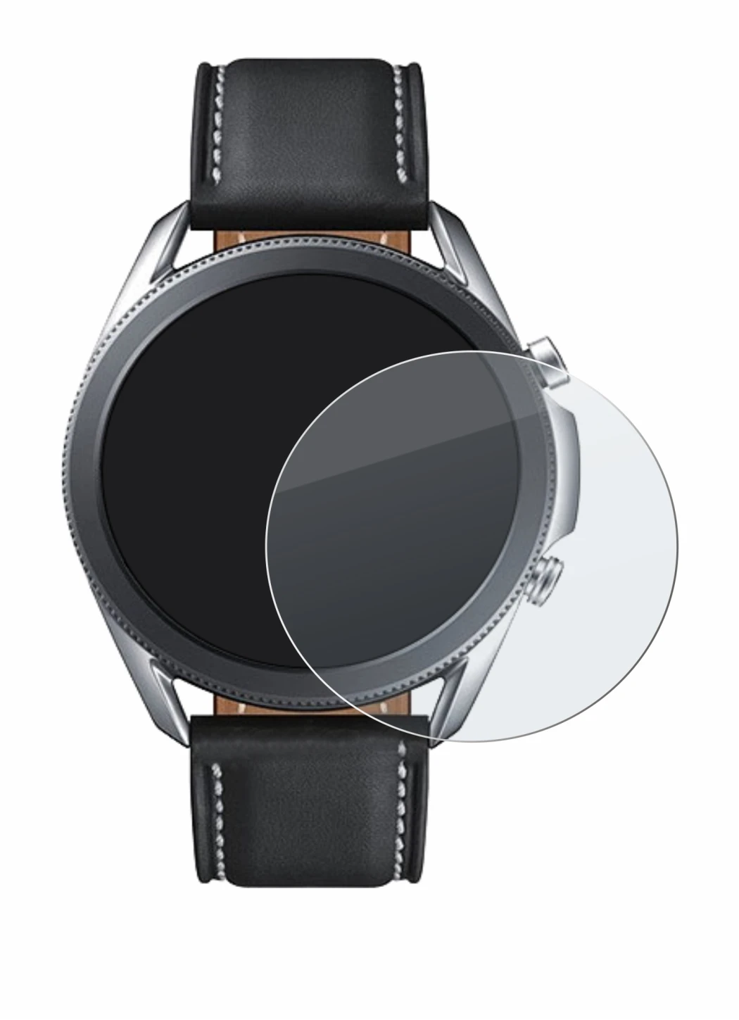 Immagine del dispositivo Samsung Galaxy Watch 3 (45mm) con un'ampia varietà di protezioni per lo schermo.