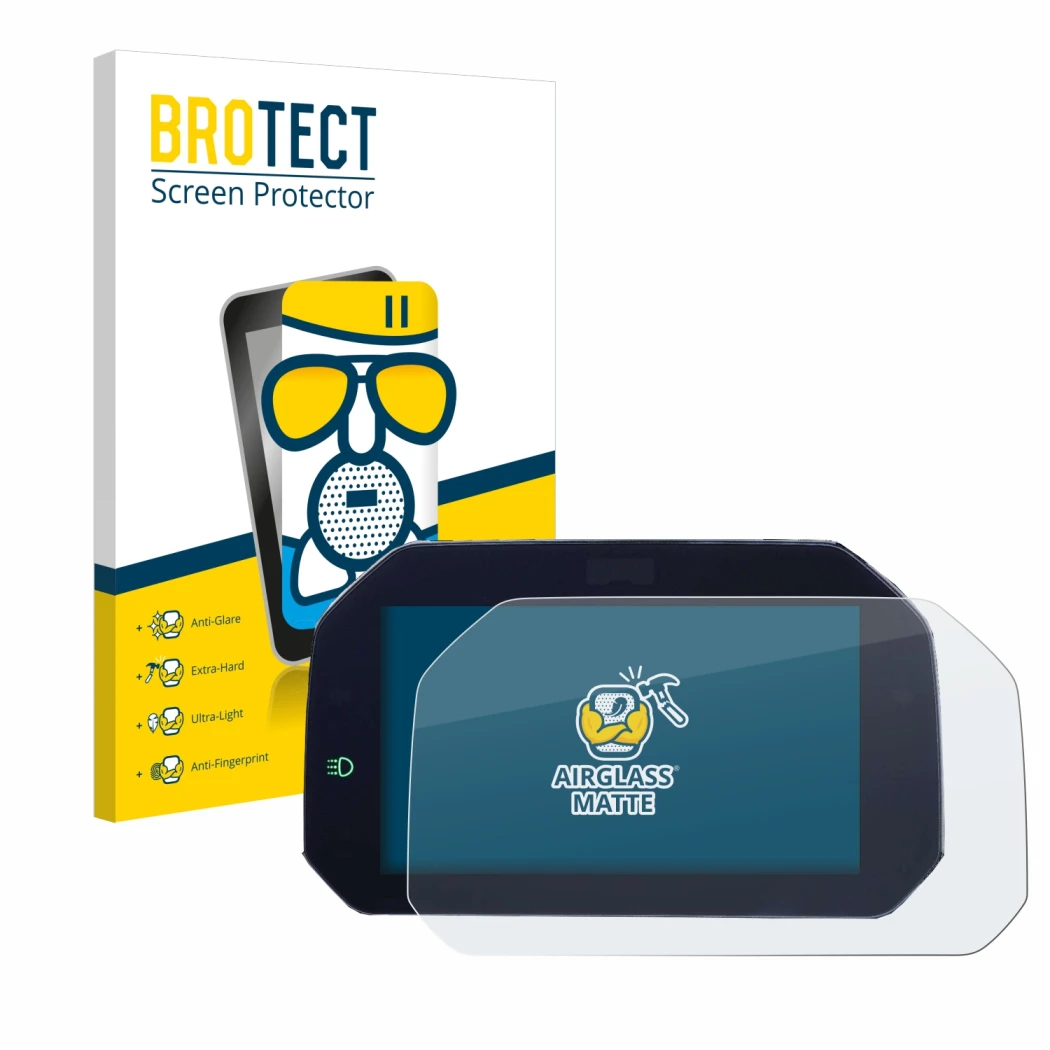 Parte frontale di una confezione del prodotto con il logo del marchio BROTECT. Accanto è raffigurato il dispositivo BMW S 1000