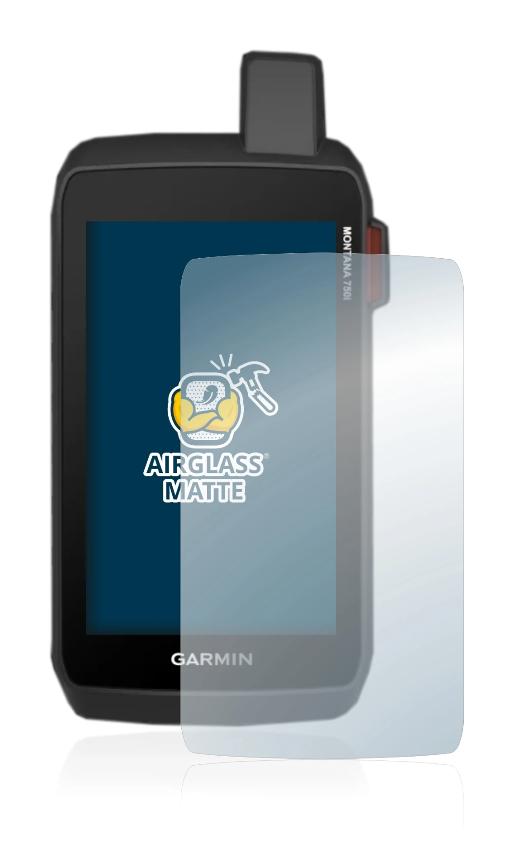 Immagine del dispositivo Garmin Montana 750i con un'ampia varietà di protezioni per lo schermo.