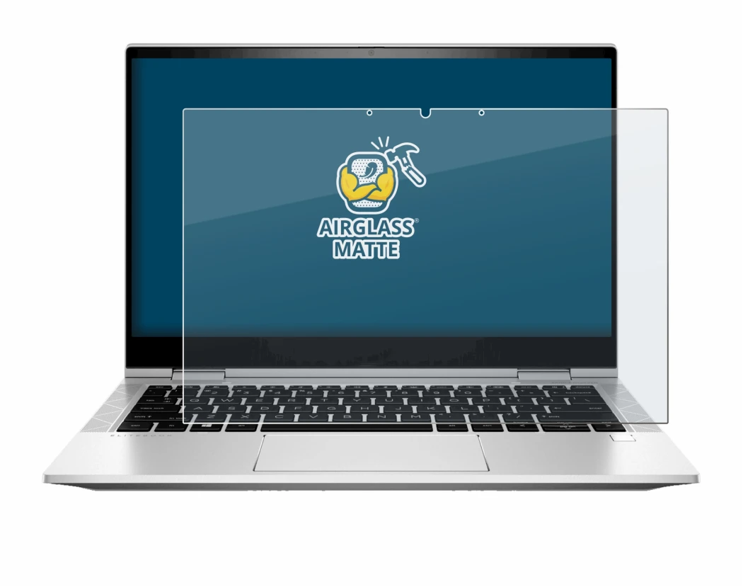 Immagine del dispositivo HP EliteBook x360 830 G8 con un'ampia varietà di protezioni per lo schermo.