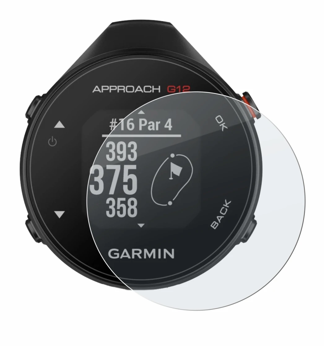 Immagine del dispositivo Garmin Approach G12 con un'ampia varietà di protezioni per lo schermo.