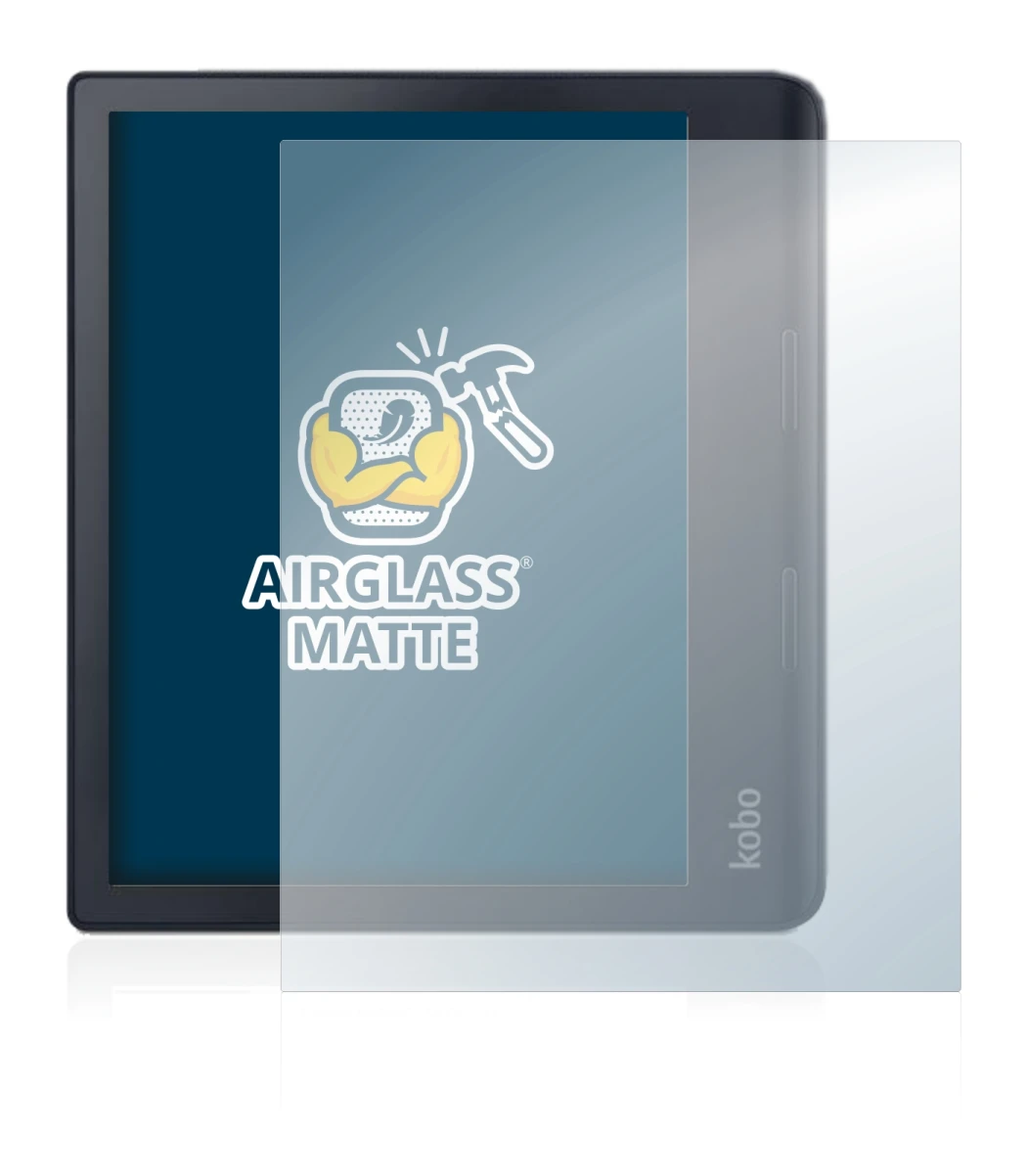 Immagine del dispositivo Kobo Sage con un'ampia varietà di protezioni per lo schermo.