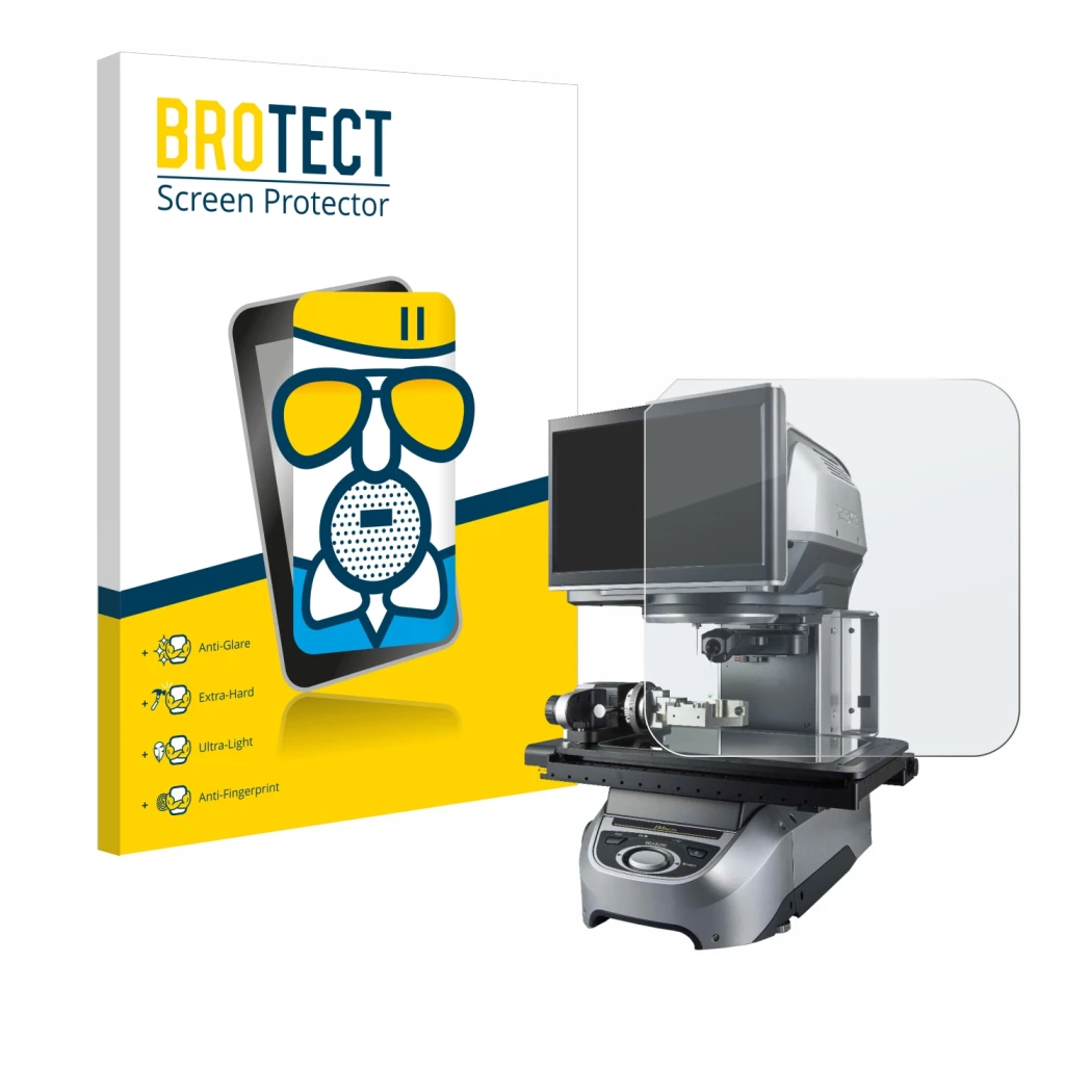 Parte frontale di una confezione del prodotto con il logo del marchio BROTECT. Accanto è raffigurato il dispositivo Keyence IM