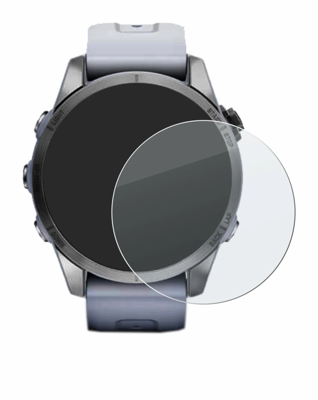 Immagine del dispositivo Garmin Fenix 7S v con un'ampia varietà di protezioni per lo schermo.