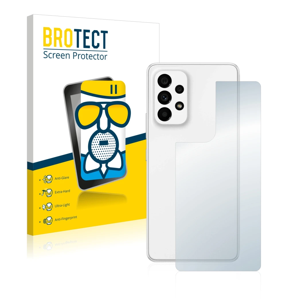 Parte frontale di una confezione del prodotto con il logo del marchio BROTECT. Accanto è raffigurato il dispositivo Samsung Ga