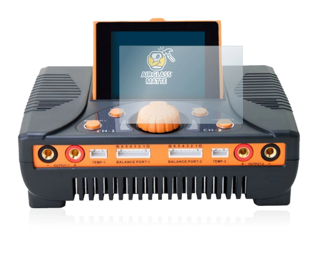 Immagine del dispositivo Junsi iCharger 406 Duo con un'ampia varietà di protezioni per lo schermo.