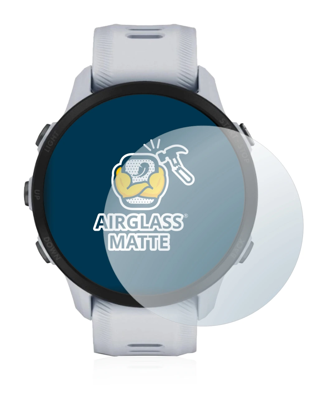 Immagine del dispositivo Garmin Forerunner 955 Solar con un'ampia varietà di protezioni per lo schermo.