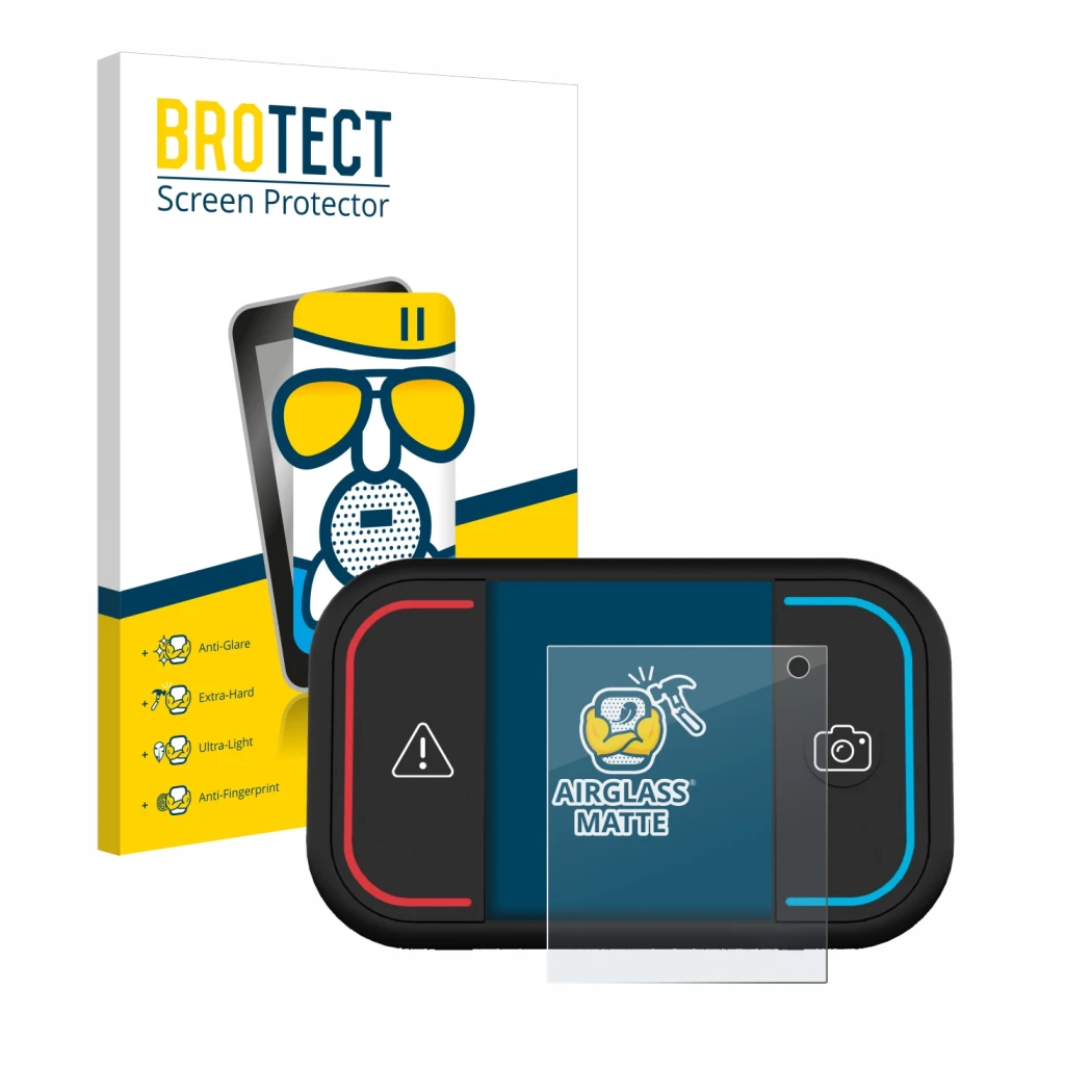 Parte frontale di una confezione del prodotto con il logo del marchio BROTECT. Accanto è raffigurato il dispositivo Saphe Driv