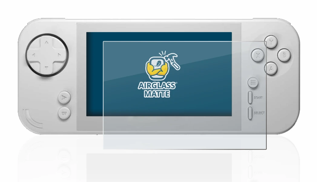 Immagine del dispositivo Evercade EXP con un'ampia varietà di protezioni per lo schermo.