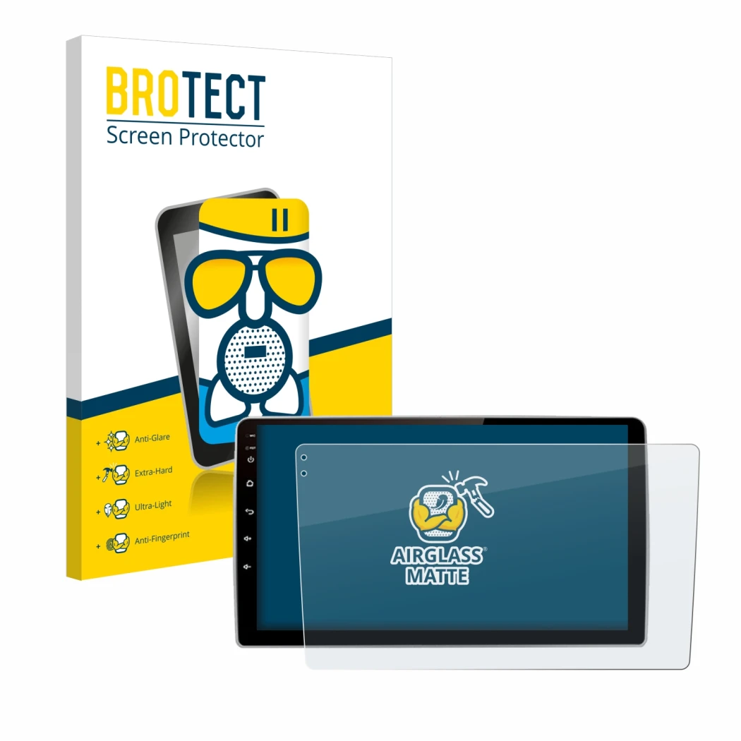 Parte frontale di una confezione del prodotto con il logo del marchio BROTECT. Accanto è raffigurato il dispositivo Junsun V1