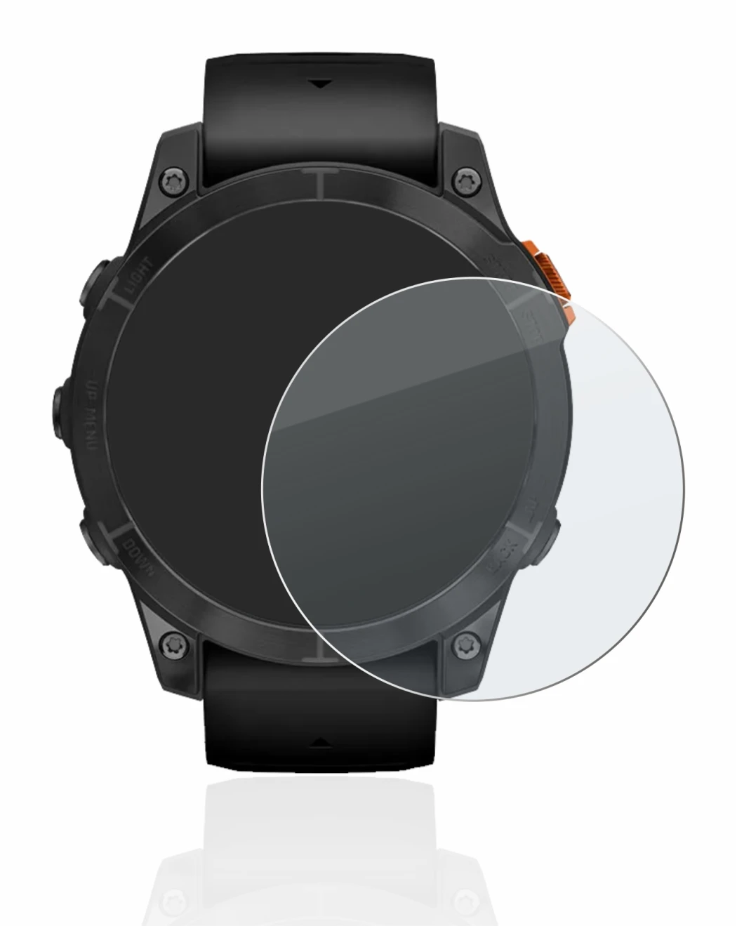 Immagine del dispositivo Garmin Fenix 7 Pro Solar (47 mm) con un'ampia varietà di protezioni per lo schermo.