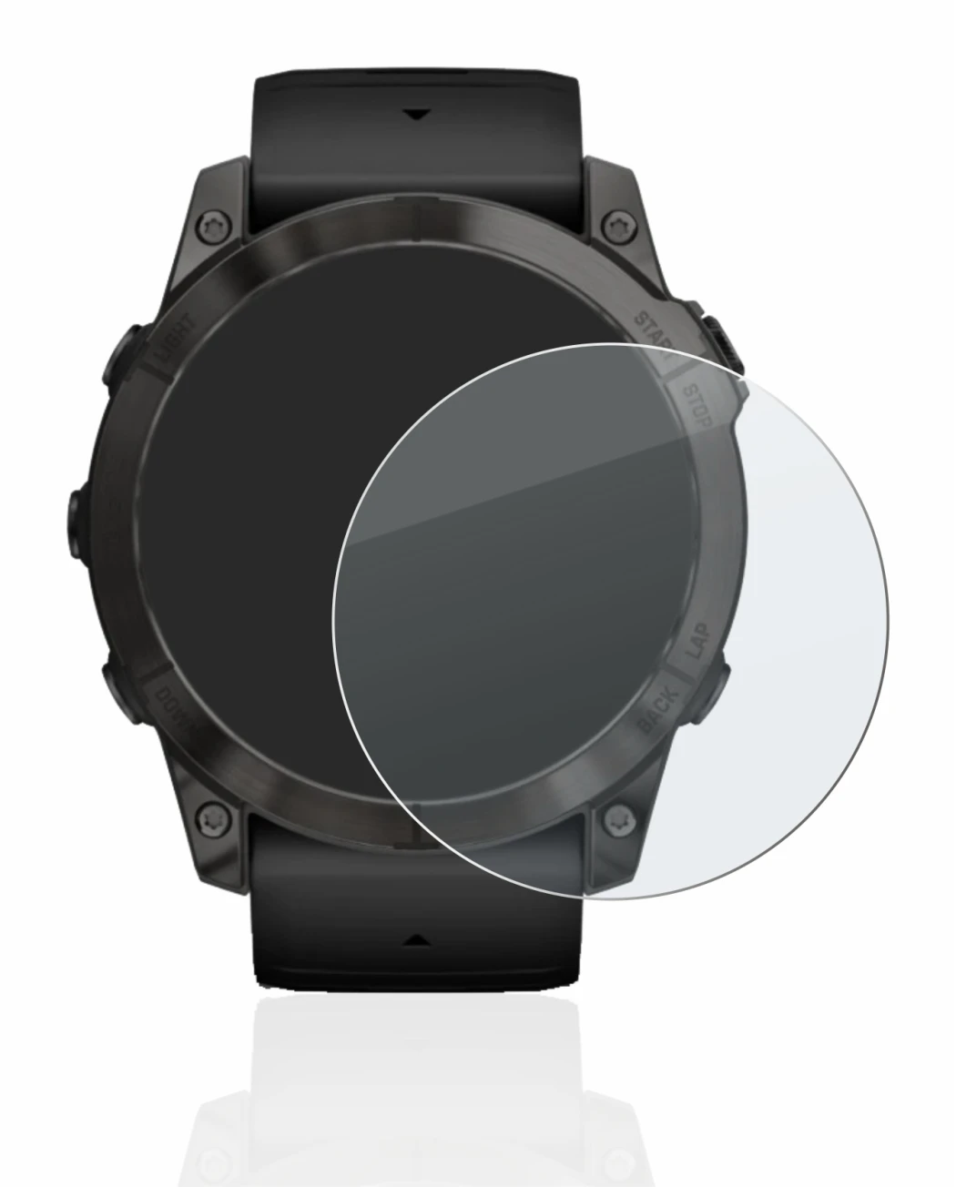 Immagine del dispositivo Garmin Epix Pro (Gen 2) (51 mm) con un'ampia varietà di protezioni per lo schermo.