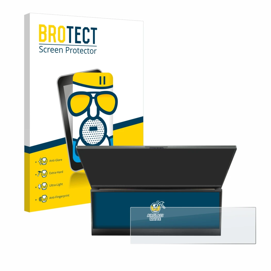 Parte frontale di una confezione del prodotto con il logo del marchio BROTECT. Accanto è raffigurato il dispositivo ASUS ROG Z