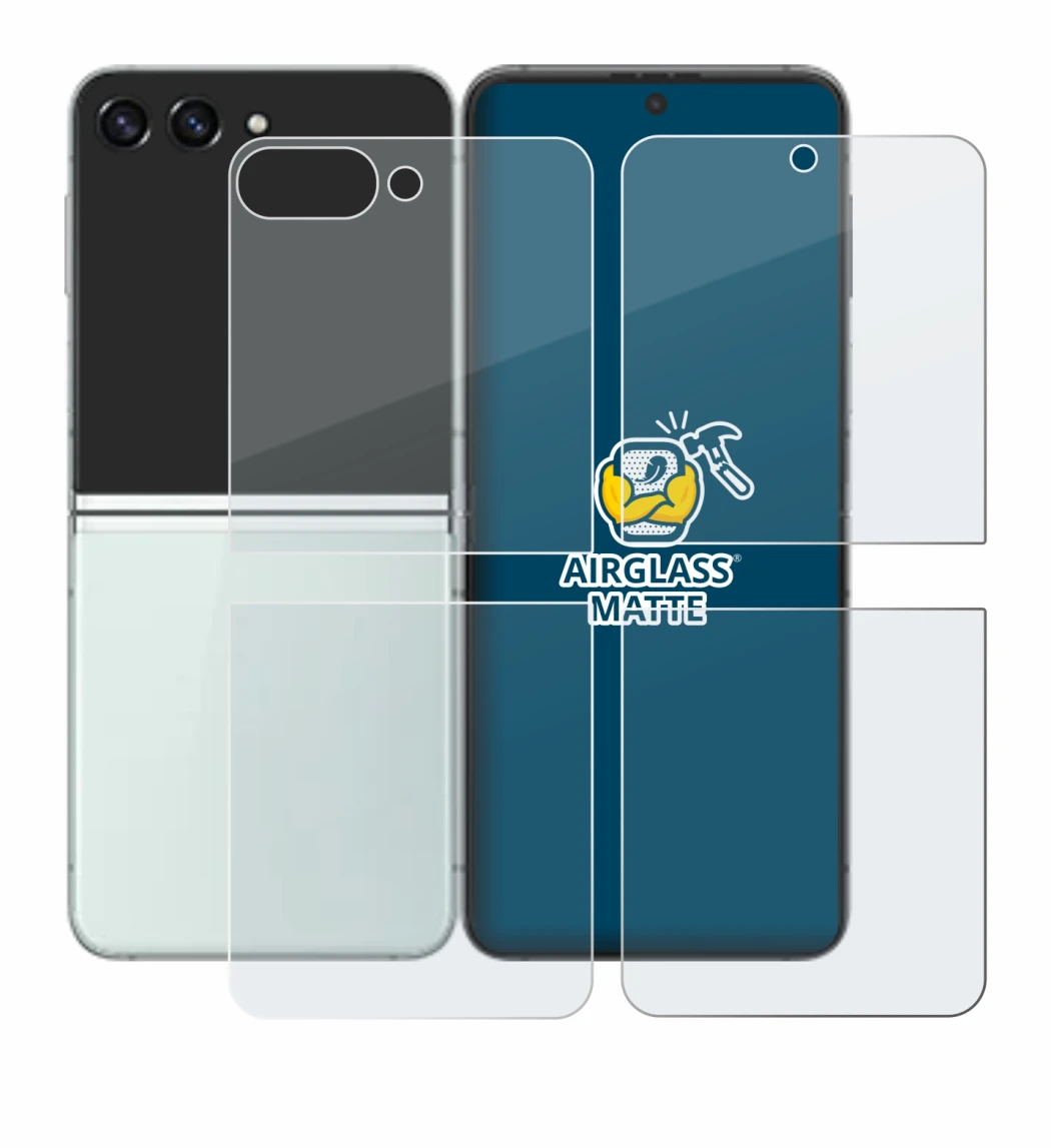 Immagine del dispositivo Samsung Galaxy Z Flip 5 (Fronte+Retro) con un'ampia varietà di protezioni per lo schermo.