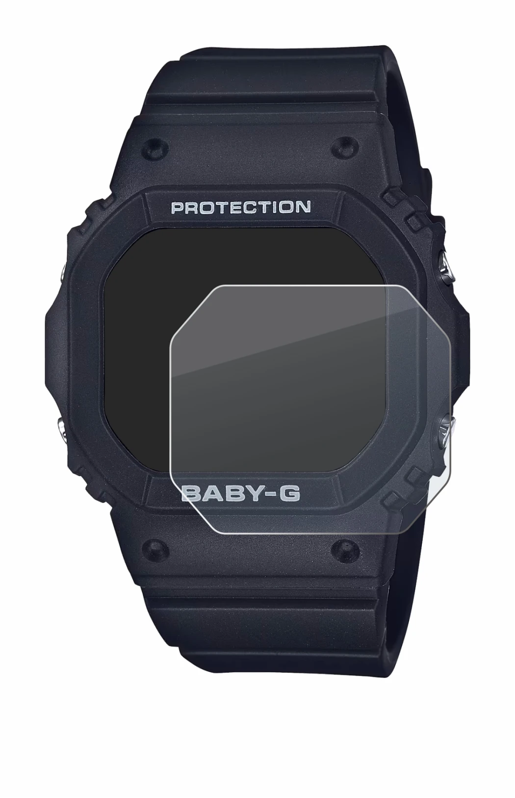 Immagine del dispositivo Casio Baby-G BGD-565 con un'ampia varietà di protezioni per lo schermo.