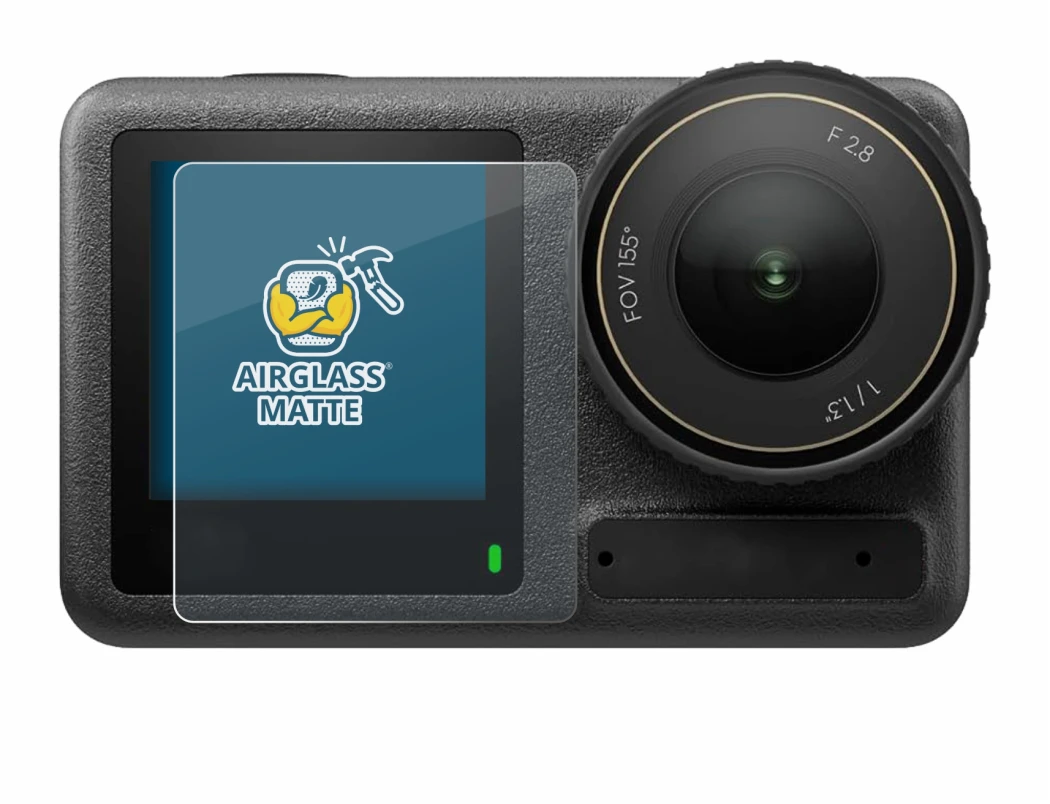 Immagine del dispositivo DJI Osmo Action 4 (Fronte Display) con un'ampia varietà di protezioni per lo schermo.