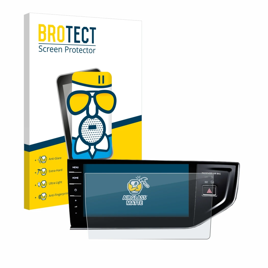 Parte frontale di una confezione del prodotto con il logo del marchio BROTECT. Accanto è raffigurato il dispositivo Volkswagen