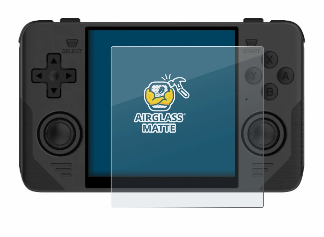 Immagine del dispositivo Powkiddy RGB30 con un'ampia varietà di protezioni per lo schermo.