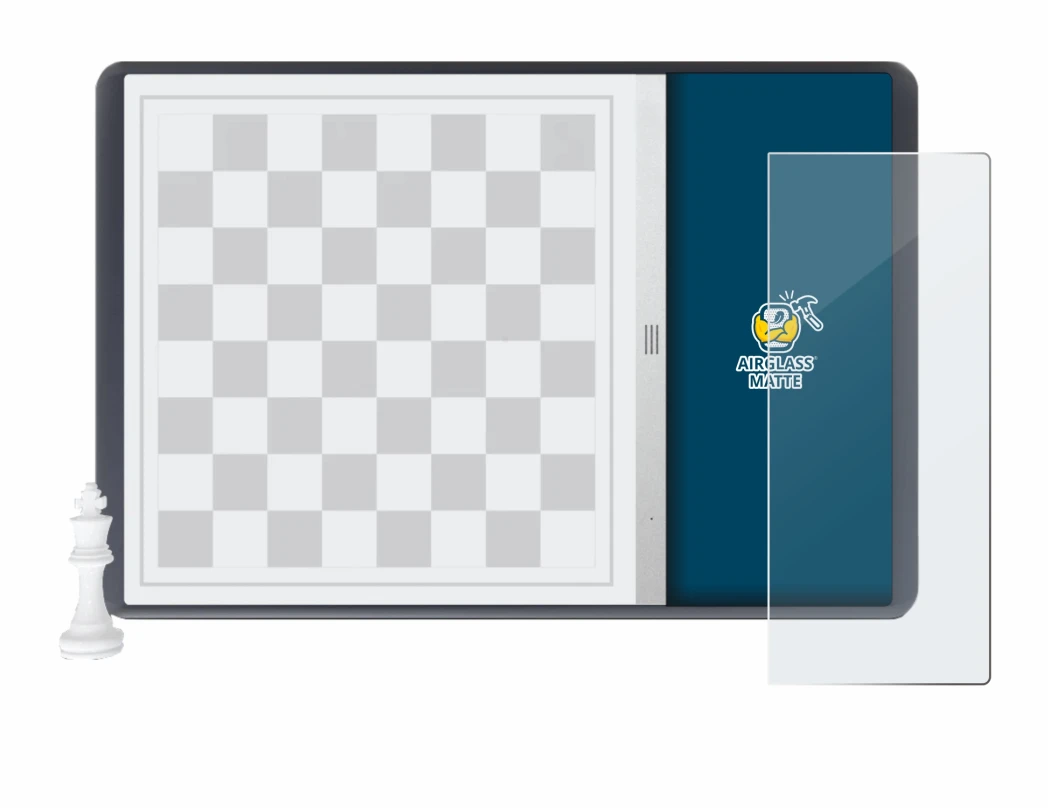 Immagine del dispositivo Chessnut Evo con un'ampia varietà di protezioni per lo schermo.