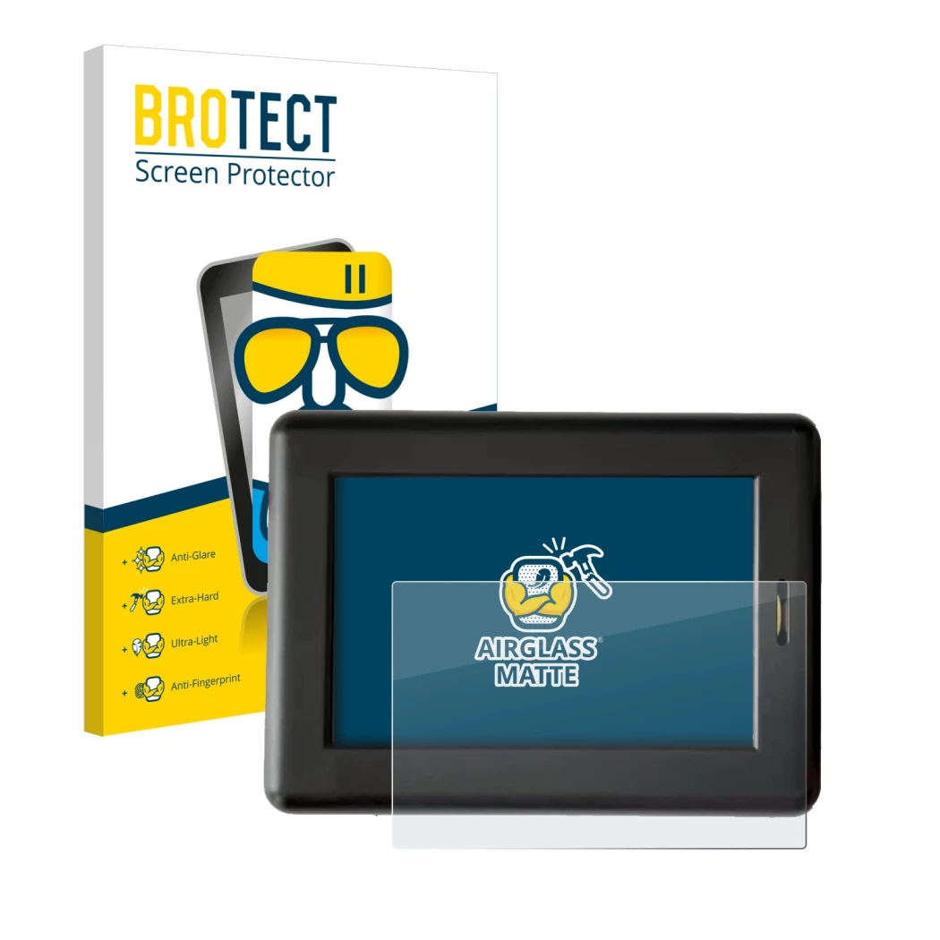 Parte frontale di una confezione del prodotto con il logo del marchio BROTECT. Accanto è raffigurato il dispositivo XC Tracer