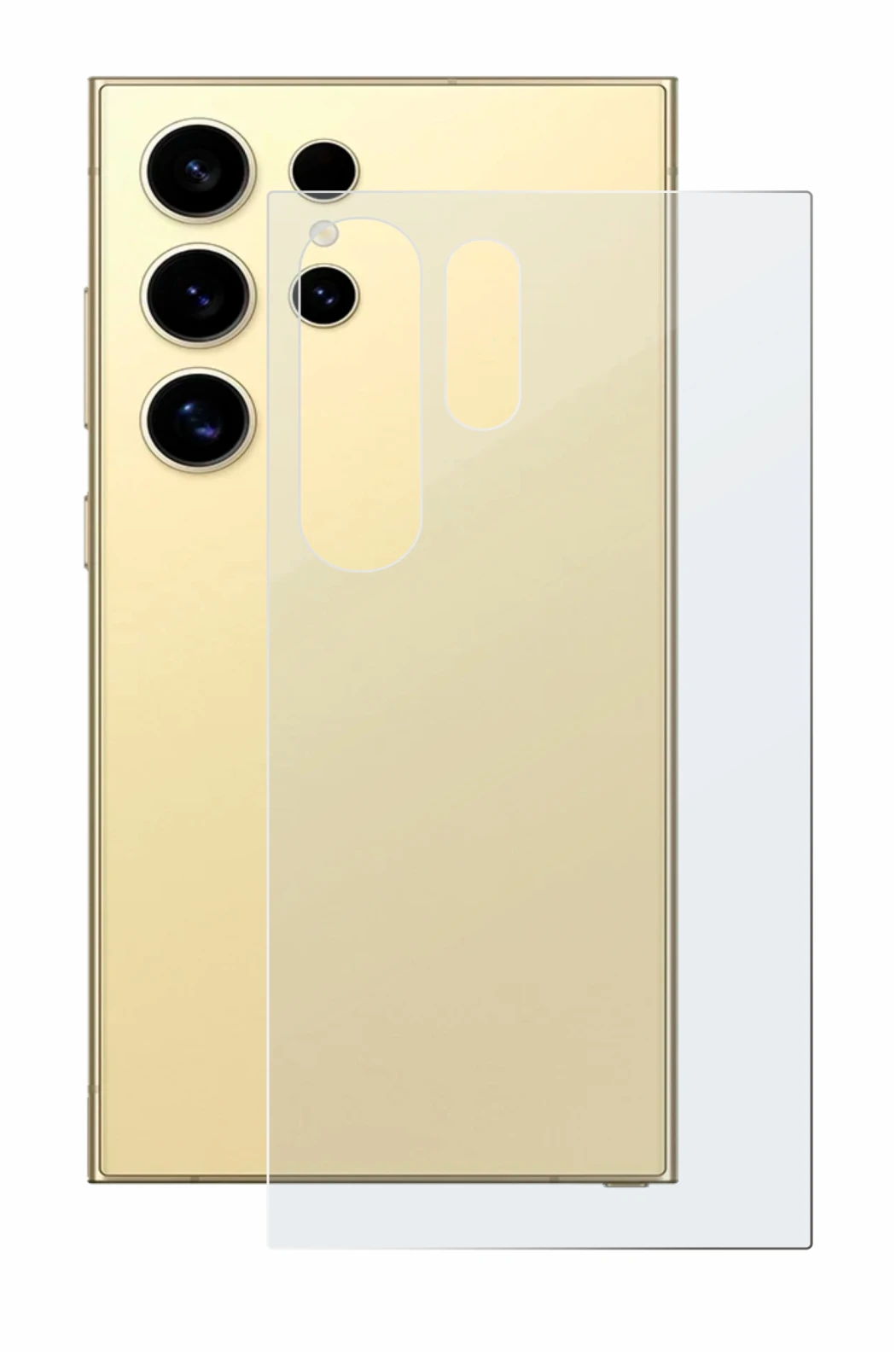 Immagine del dispositivo Samsung Galaxy S24 Ultra (Posteriore) con un'ampia varietà di protezioni per lo schermo.