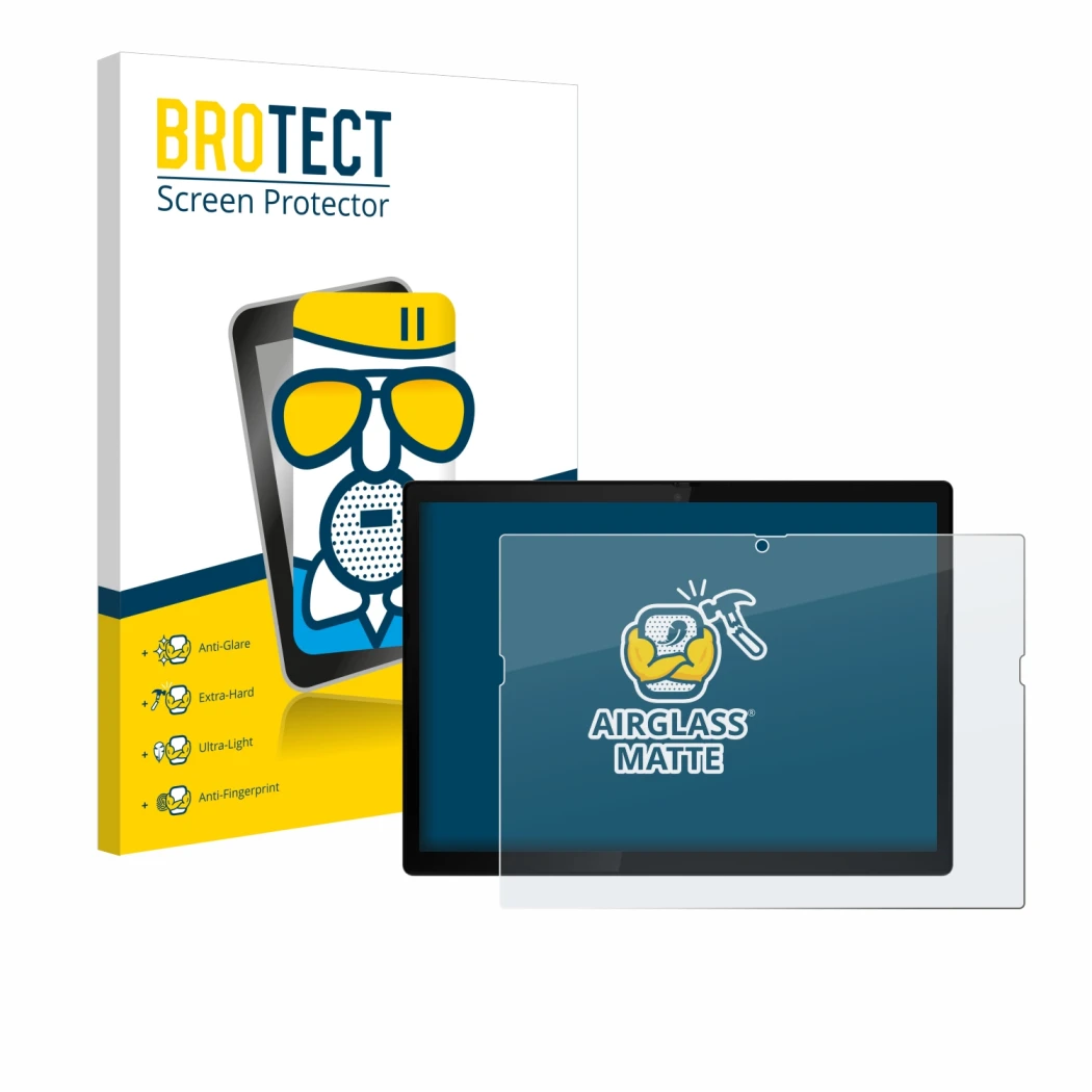 Parte frontale di una confezione del prodotto con il logo del marchio BROTECT. Accanto è raffigurato il dispositivo Lenovo Thi