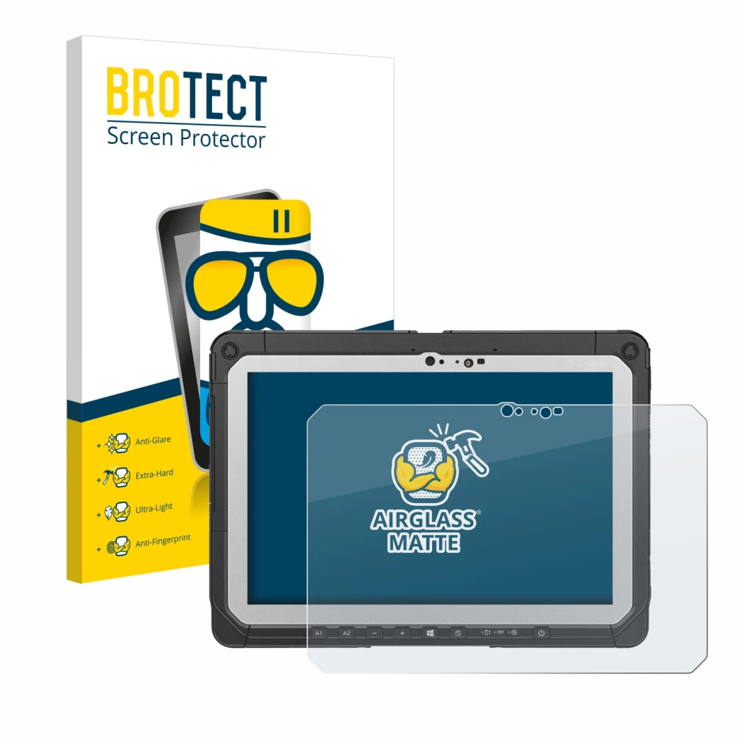 Parte frontale di una confezione del prodotto con il logo del marchio BROTECT. Accanto è raffigurato il dispositivo Panasonic 