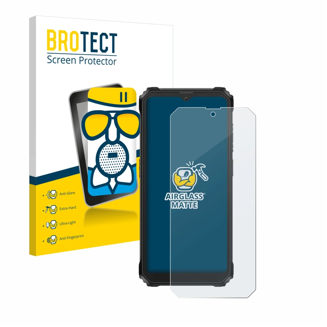 Parte frontale di una confezione del prodotto con il logo del marchio BROTECT. Accanto è raffigurato il dispositivo Blackview 