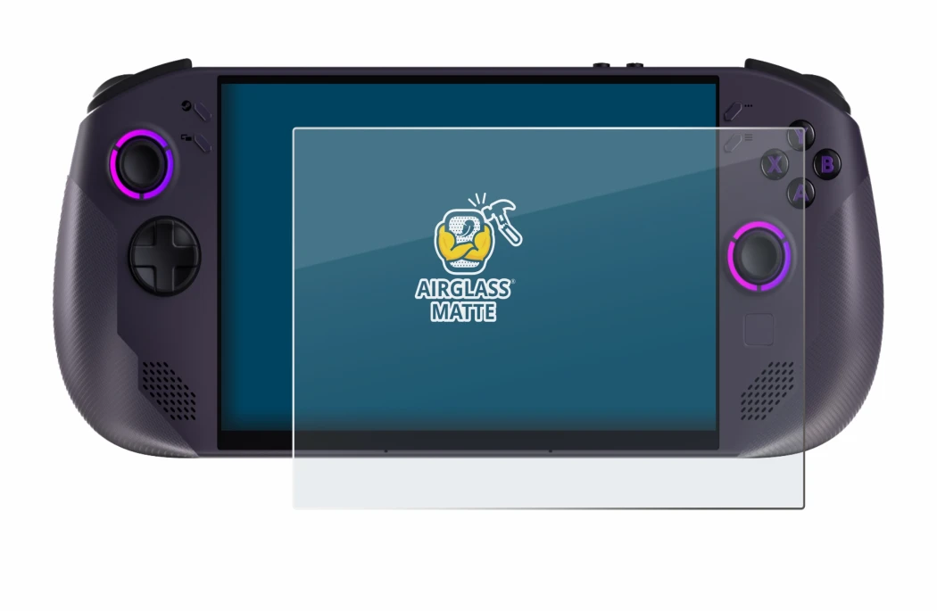 Immagine del dispositivo Lenovo Legion Go S con un'ampia varietà di protezioni per lo schermo.