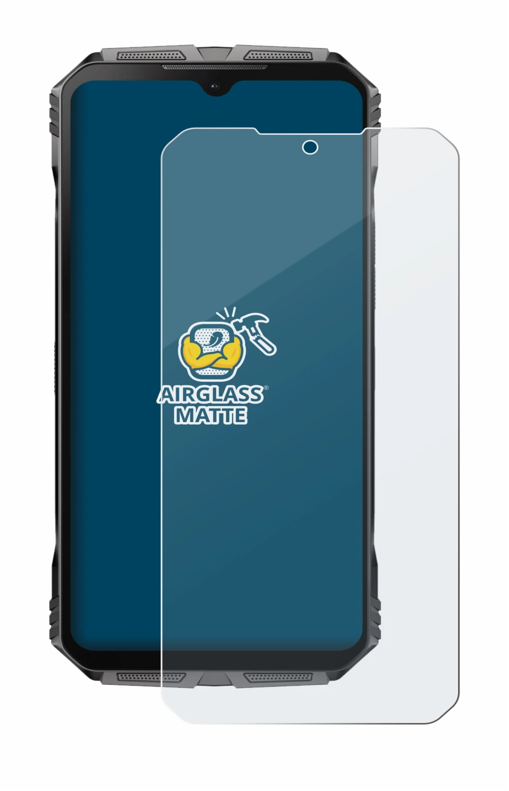 Immagine del dispositivo Doogee S Cyber Pro con un'ampia varietà di protezioni per lo schermo.