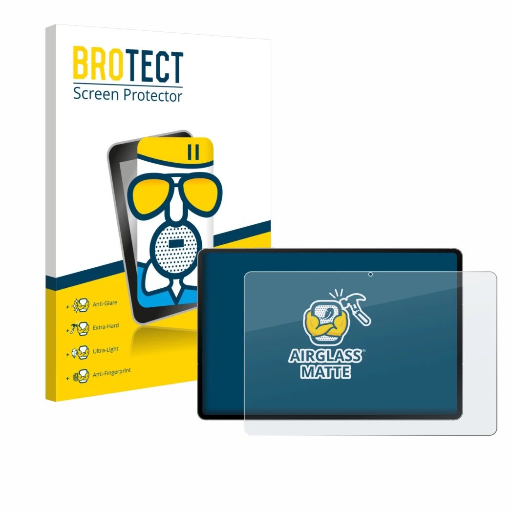 Parte frontale di una confezione del prodotto con il logo del marchio BROTECT. Accanto è raffigurato il dispositivo Samsung Ga