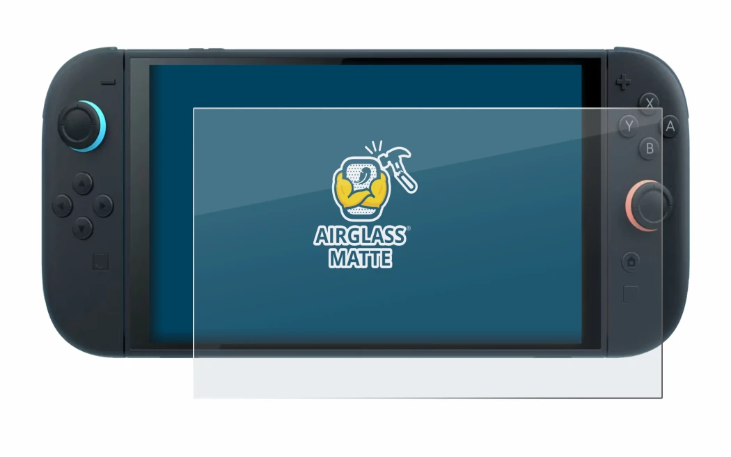Immagine del dispositivo Nintendo Switch 2 con un'ampia varietà di protezioni per lo schermo.