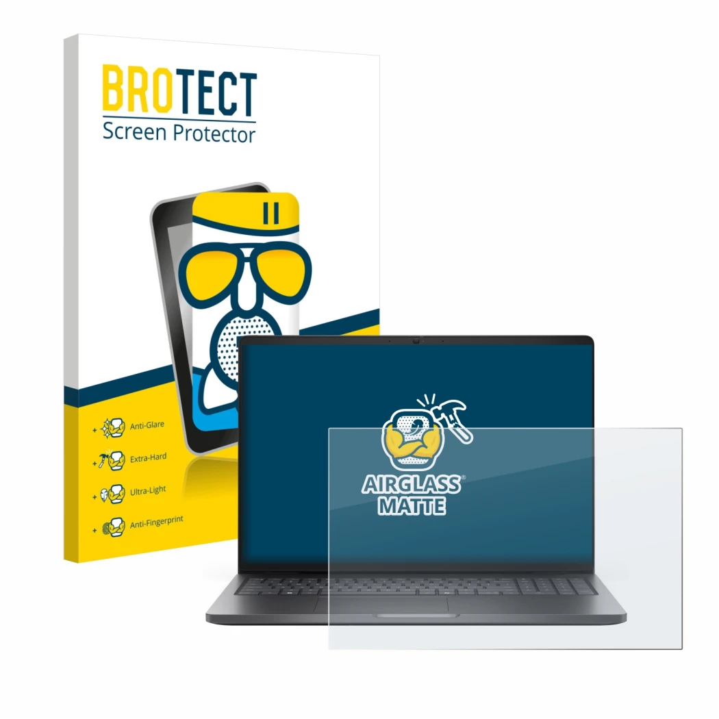 Parte frontale di una confezione del prodotto con il logo del marchio BROTECT. Accanto è raffigurato il dispositivo Dell Pro 1