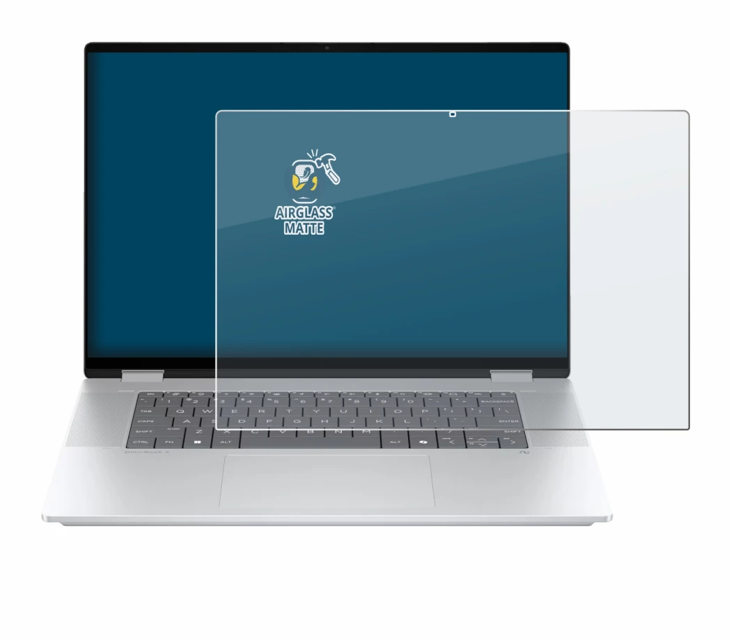 Immagine del dispositivo HP OmniBook X Flip 16-aX con un'ampia varietà di protezioni per lo schermo.