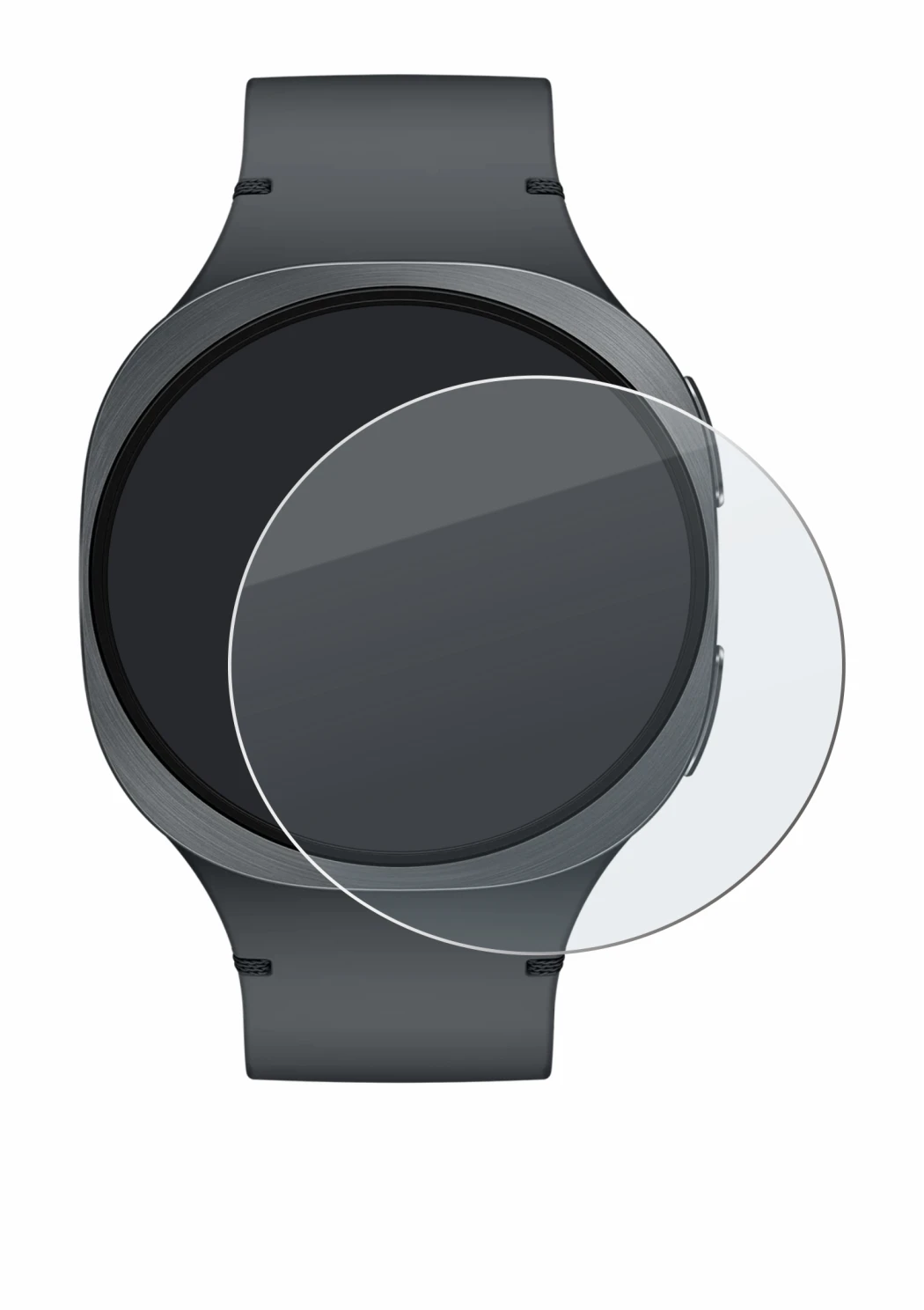 Immagine del dispositivo Samsung Galaxy Watch 8 (40 mm) con un'ampia varietà di protezioni per lo schermo.