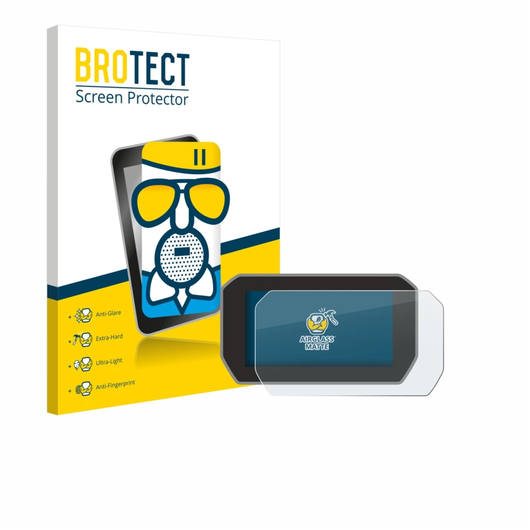 Parte frontale di una confezione del prodotto con il logo del marchio BROTECT. Accanto è raffigurato il dispositivo Ducati V4S