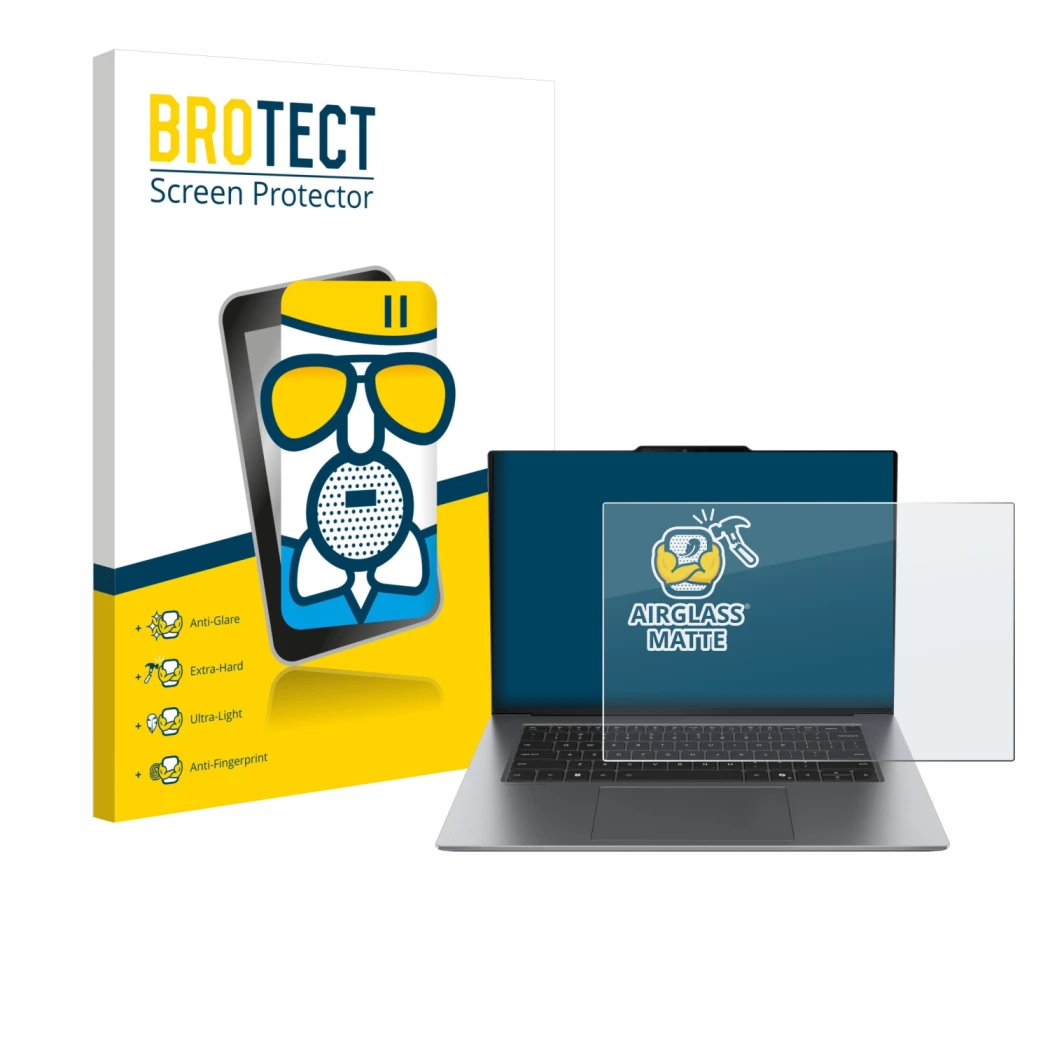 Parte frontale di una confezione del prodotto con il logo del marchio BROTECT. Accanto è raffigurato il dispositivo Lenovo Thi