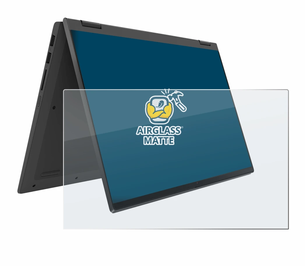 Immagine del dispositivo Lenovo IdeaPad Flex 5 14ALC05 con un'ampia varietà di protezioni per lo schermo.