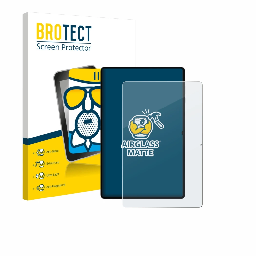 Parte frontale di una confezione del prodotto con il logo del marchio BROTECT. Accanto è raffigurato il dispositivo Samsung Ga