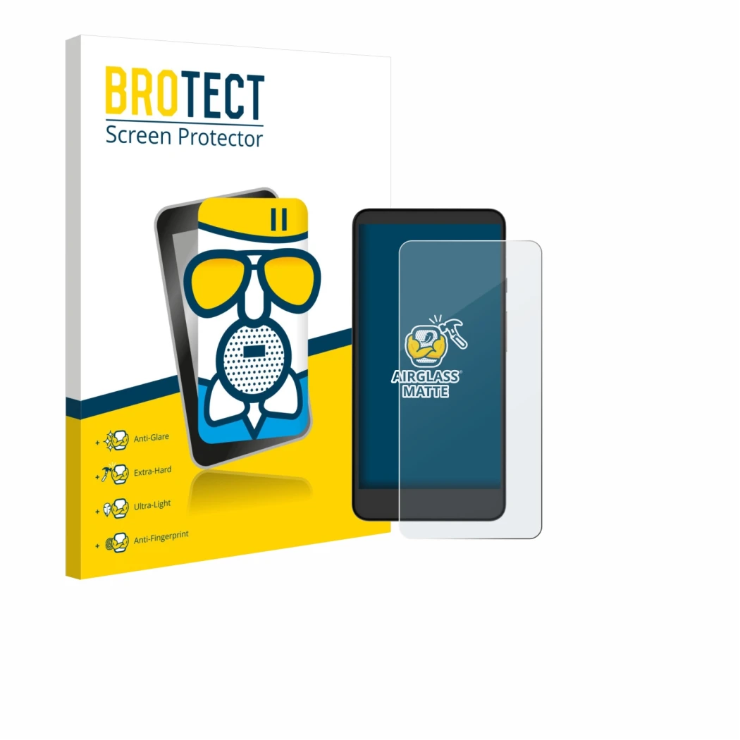 Parte frontale di una confezione del prodotto con il logo del marchio BROTECT. Accanto è raffigurato il dispositivo Xiaomi Moa