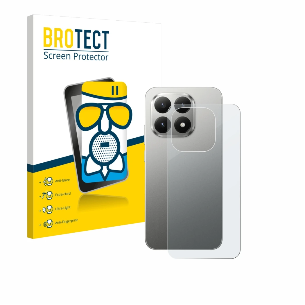 Parte frontale di una confezione del prodotto con il logo del marchio BROTECT. Accanto è raffigurato il dispositivo Xiaomi 15T