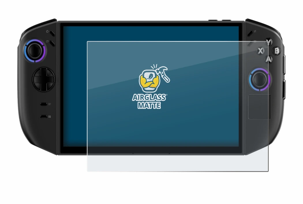 Immagine del dispositivo Lenovo Legion Go Gen 2 con un'ampia varietà di protezioni per lo schermo.