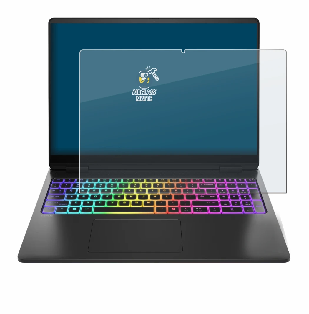 Immagine del dispositivo HP Omen Max 16 con un'ampia varietà di protezioni per lo schermo.