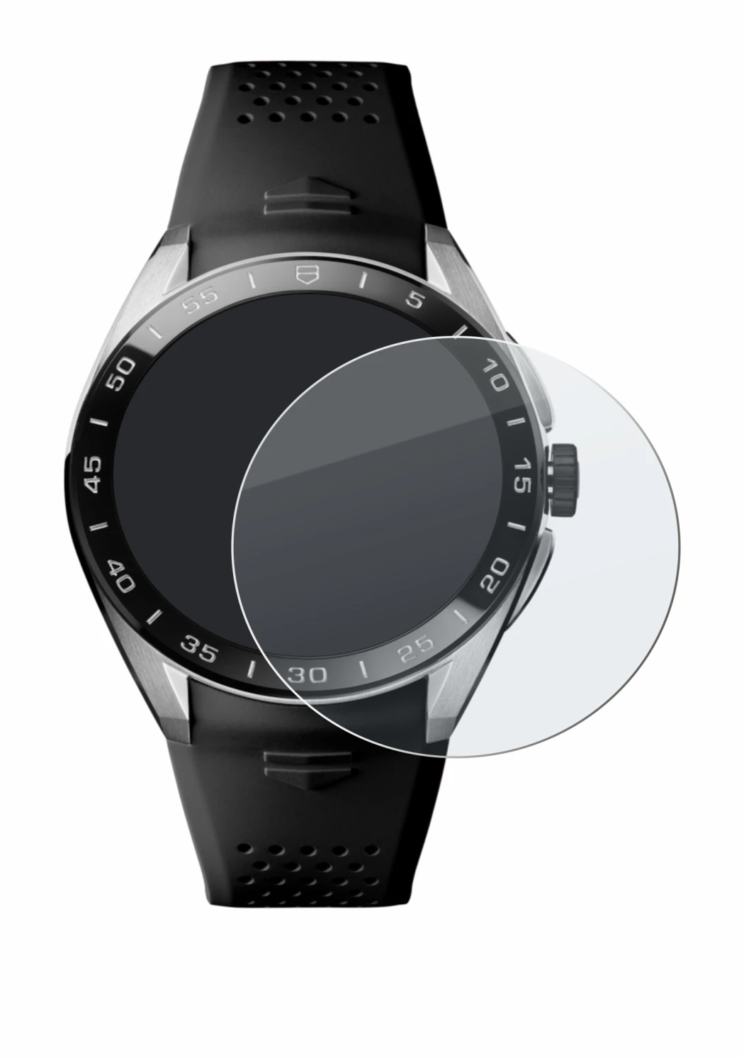 Immagine del dispositivo TAG Heuer Connected Calibre E5 (45 mm) con un'ampia varietà di protezioni per lo schermo.