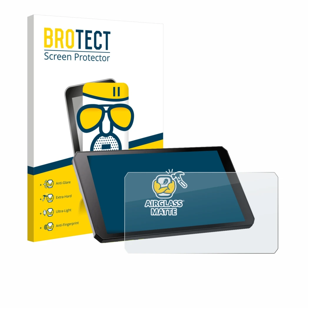 Parte frontale di una confezione del prodotto con il logo del marchio BROTECT. Accanto è raffigurato il dispositivo RiderNav R