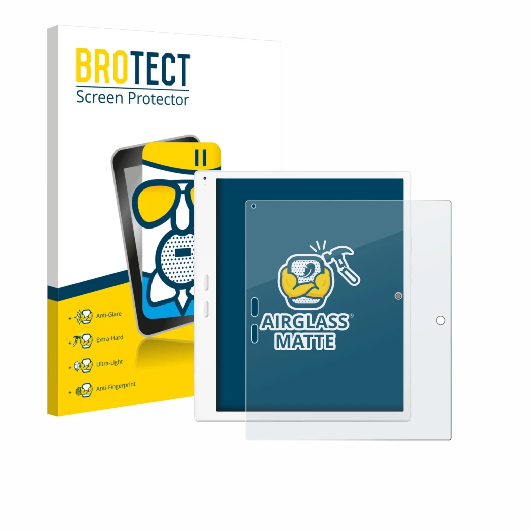 Parte frontale di una confezione del prodotto con il logo del marchio BROTECT. Accanto è raffigurato il dispositivo Bigme B10 