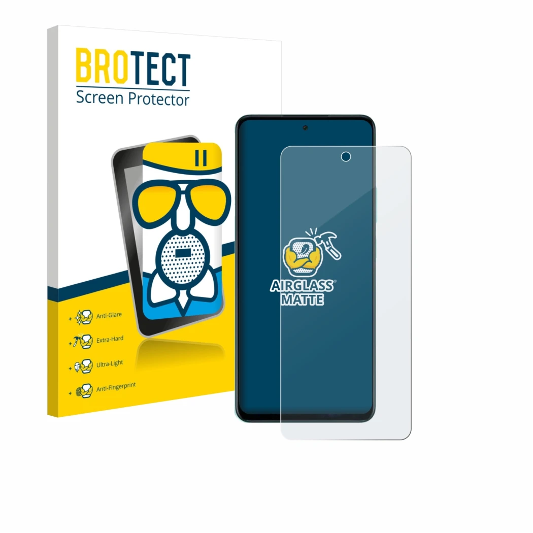 Parte frontale di una confezione del prodotto con il logo del marchio BROTECT. Accanto è raffigurato il dispositivo Oppo A5 4G