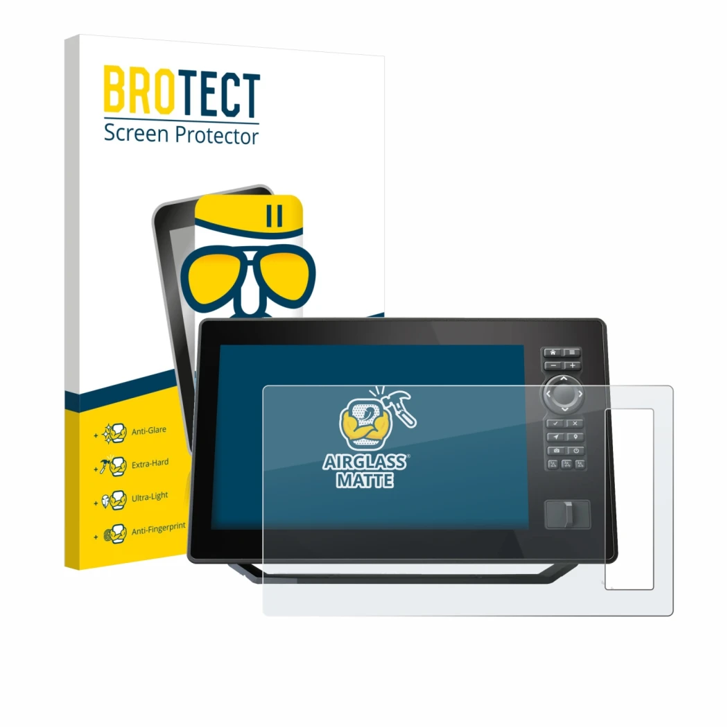 Parte frontale di una confezione del prodotto con il logo del marchio BROTECT. Accanto è raffigurato il dispositivo Humminbird