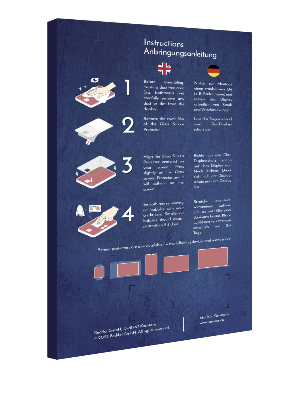 Parte posteriore di una confezione del prodotto con il logo del marchio Savvies